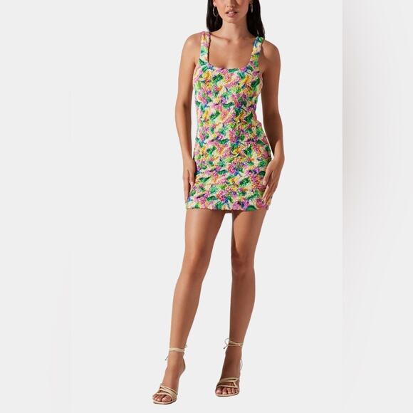 NWOT ASTR the Label Dolcetto Dress Multi-Color Bodycon Mini Dress Size Medium - Picture 3 of 9